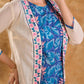 Cream Cotton Cropped Jacket with Floral Embroidered Front Border Detail