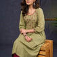 Classy-Sage-Green-Cotton-A-Line-Kurta-With-Embroidered-Yoke-Pant-Optional