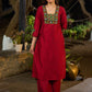 Maroon Silk Elegant Kurta with Subtle Mirror Detailing