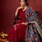 Elegant kurta in soft maroon rayon with handcrafted appliqué detailing pant n dupatta optional