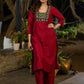 Maroon Silk Elegant Kurta with Subtle Mirror Detailing