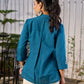 Teal Blue Cotton Shirt With Contemporary Asymmetrical Cut