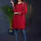 Maroon Cotton Tunic With Stylish Pin Tucks And Vibrant Ajrak Patterns.
