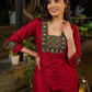 Maroon Silk Elegant Kurta with Subtle Mirror Detailing