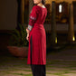 Timeless Maroon Cotton Hand Block Printed Kurta with Geometric Patterns And Structured Silhouette