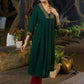 Lush Green Rayon Pleated Kurta Highlighted with Elegant Mirror Work
