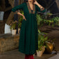 Lush Green Rayon Pleated Kurta Highlighted with Elegant Mirror Work