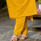 Bright Mustard Cotton Kurta with Classic V Neckline
