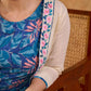 Cream Cotton Cropped Jacket with Floral Embroidered Front Border Detail