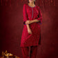 Hand-Embroidered Rayon Bandhani Kurta  - Salwar n applique dupatta optional.