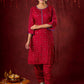 Hand-Embroidered Rayon Bandhani Kurta  - Salwar n applique dupatta optional.