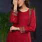Maroon Cotton Tunic With Stylish Pin Tucks And Vibrant Ajrak Patterns.