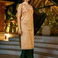 Chic Sleeveless Chanderi Beige Kurta with Minimal Floral Hand Embroidery