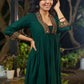 Lush Green Rayon Pleated Kurta Highlighted with Elegant Mirror Work