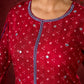 Hand-Embroidered Rayon Bandhani Kurta  - Salwar n applique dupatta optional.