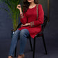 Maroon Cotton Tunic With Stylish Pin Tucks And Vibrant Ajrak Patterns.