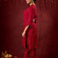 Hand-Embroidered Rayon Bandhani Kurta  - Salwar n applique dupatta optional.