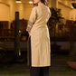 Artisan Beige Hand Block Printed Kurta With Bold Maroon Tribal Printed Panel