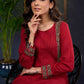 Maroon Cotton Tunic With Stylish Pin Tucks And Vibrant Ajrak Patterns.