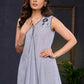 Elegant-Striped-Cotton-A-Line-Kurta-Highlighted-With-Beautiful-Floral-Motif--Pant-Optional