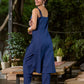 Midnight Blue Cotton Spaghetti Kurta with Adjustable Straps