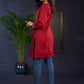 Maroon Cotton Tunic With Stylish Pin Tucks And Vibrant Ajrak Patterns.