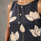 Bottle green and beige Pichwai lotus printed dress with beige accents