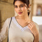 Pristine Off-White Cotton Flex Straight Kurta Featuring Subtle Monochrome Embroidery on Neckline & Sleeve Cuffs