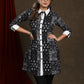 Trendy cotton black printed shirt styled tunic