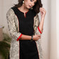 Black cotton tunic with Madhubani printed combination