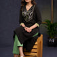 Classic-Black-Cotton-Straight-Cut-Kurta-With-Beautiful-Floral-Embroidered-Yoke--Pant-Optional