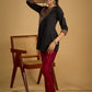 Graceful hand painted cotton ajrakh combination black top - Pant optional