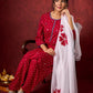 Hand-Embroidered Rayon Bandhani Kurta  - Salwar n applique dupatta optional.