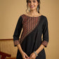 Graceful hand painted cotton ajrakh combination black top - Pant optional