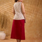 Ivory Handloom Jacquard Cotton Sleeveless Longline Jacket with Lapel Collar