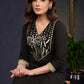 Classic-Black-Cotton-Straight-Cut-Kurta-With-Beautiful-Floral-Embroidered-Yoke--Pant-Optional