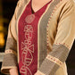 Artisan Beige Hand Block Printed Kurta With Bold Maroon Tribal Printed Panel