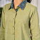Sage Green Cotton Shirt Accented With Traditional Ajrakh Prints