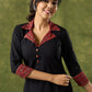 Smart Black Cotton Ajrakh Collared Kurta - Pant Optional