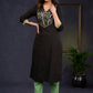 Classic-Black-Cotton-Straight-Cut-Kurta-With-Beautiful-Floral-Embroidered-Yoke--Pant-Optional