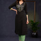 Classic-Black-Cotton-Straight-Cut-Kurta-With-Beautiful-Floral-Embroidered-Yoke--Pant-Optional
