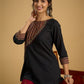 Graceful hand painted cotton ajrakh combination black top - Pant optional