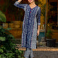 Indigo kurta elevated with delicate pink piping and buttons