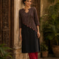 Black Cotton Kurta with Ajrakh Printed Asymmetrical Panel and Coin Detailing