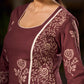 Earthy Brown Cotton Kurta With Elegant Hand Block Floral Prints And Highlighted Printed Panel