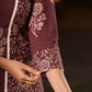 Earthy Brown Cotton Kurta With Elegant Hand Block Floral Prints And Highlighted Printed Panel