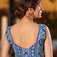 Indigo Cotton Blouse with Bold Motifs