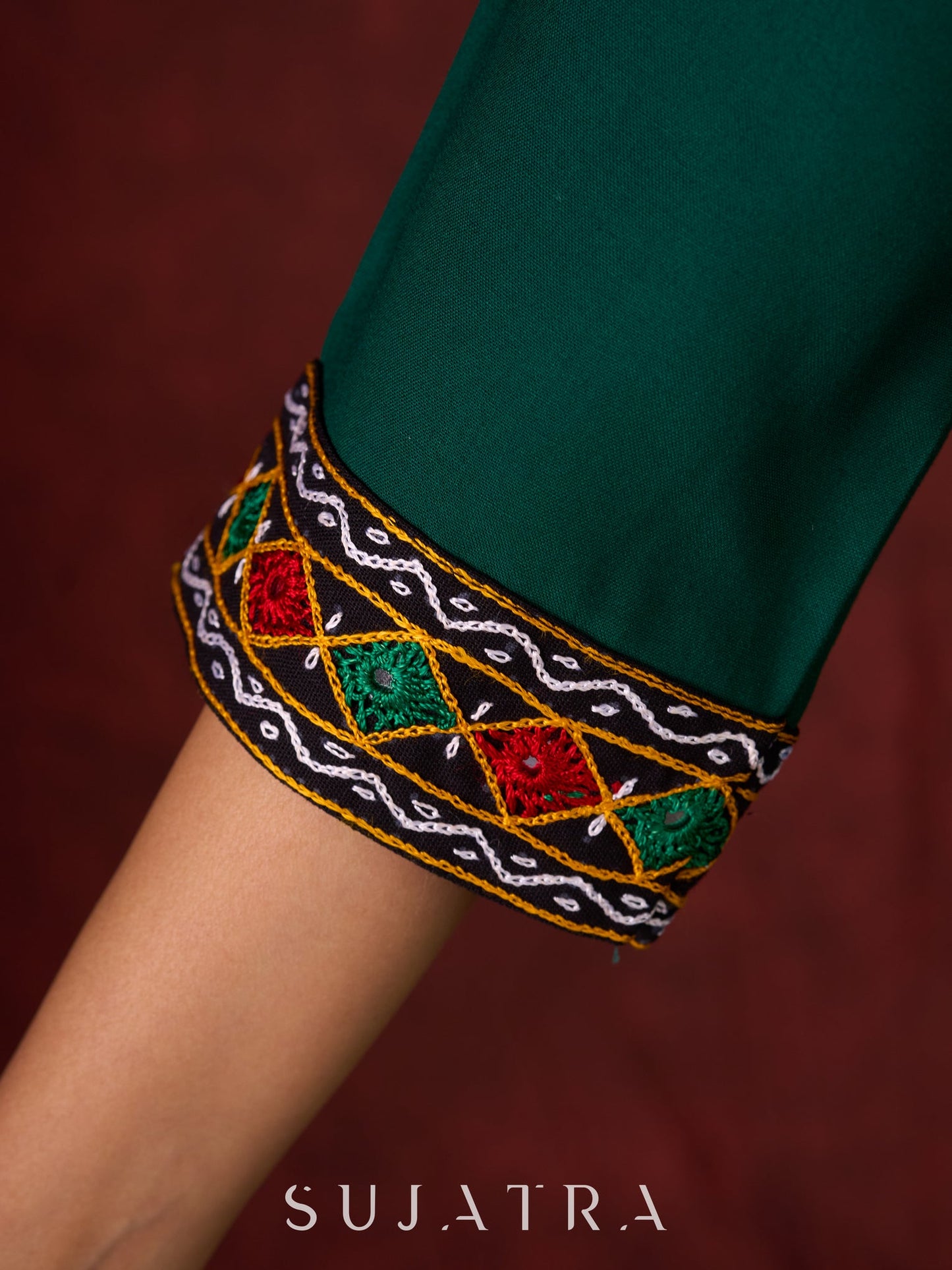 Elegant rayon kurta featuring tucks, square neck, and sparkling mirror detailing - Pant optional