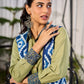 Sage Green Cotton Shirt Accented With Traditional Ajrakh Prints