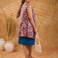 Antique Rose Botanical Floral Print Cotton Sleeveless Longline Jacket with Ivory Border